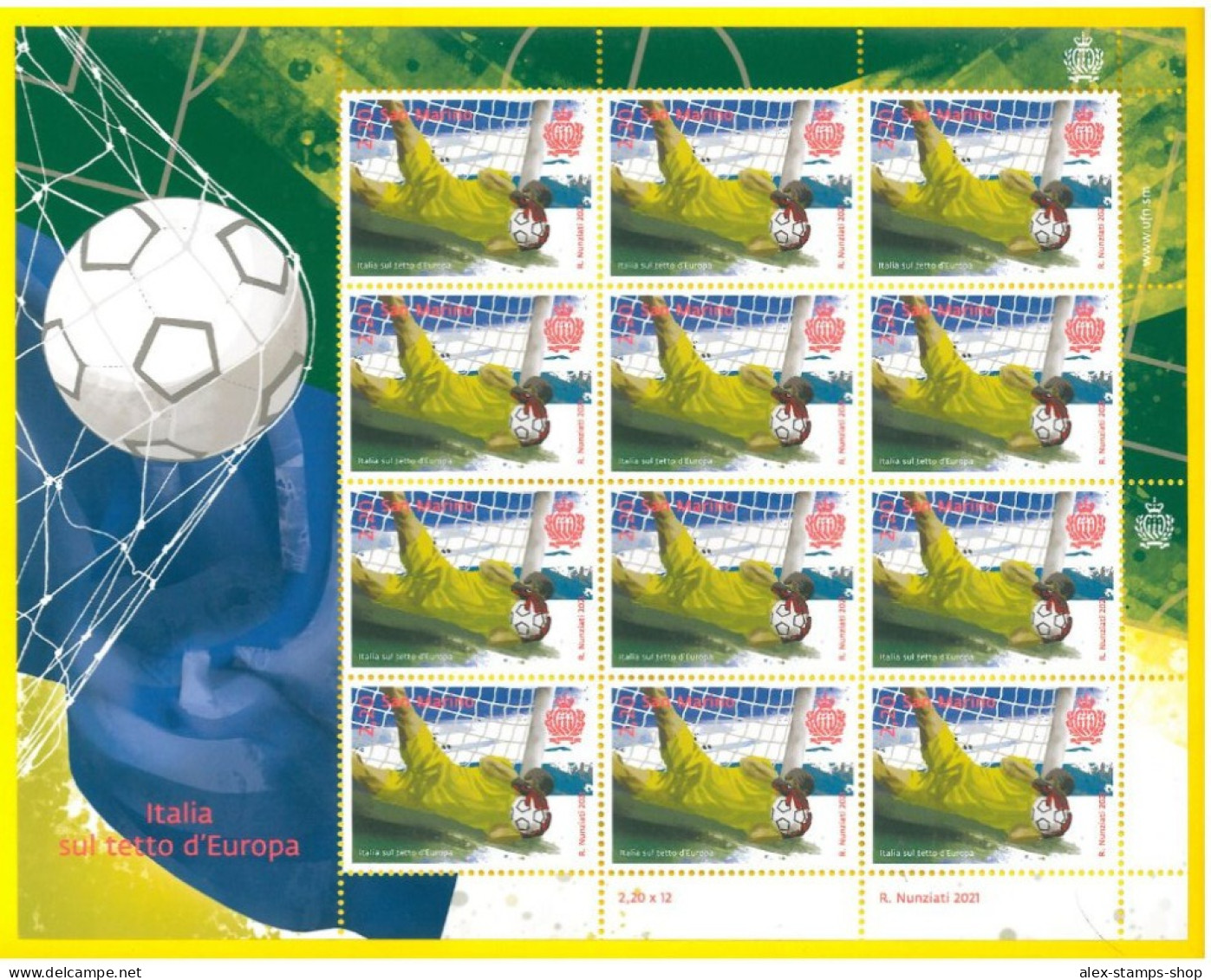 SAN MARINO 2021 Minifoglio CALCIO ITALIA CAMPIONE SUL TETTO D'EUROPA New Sheet - Blocks & Sheetlets