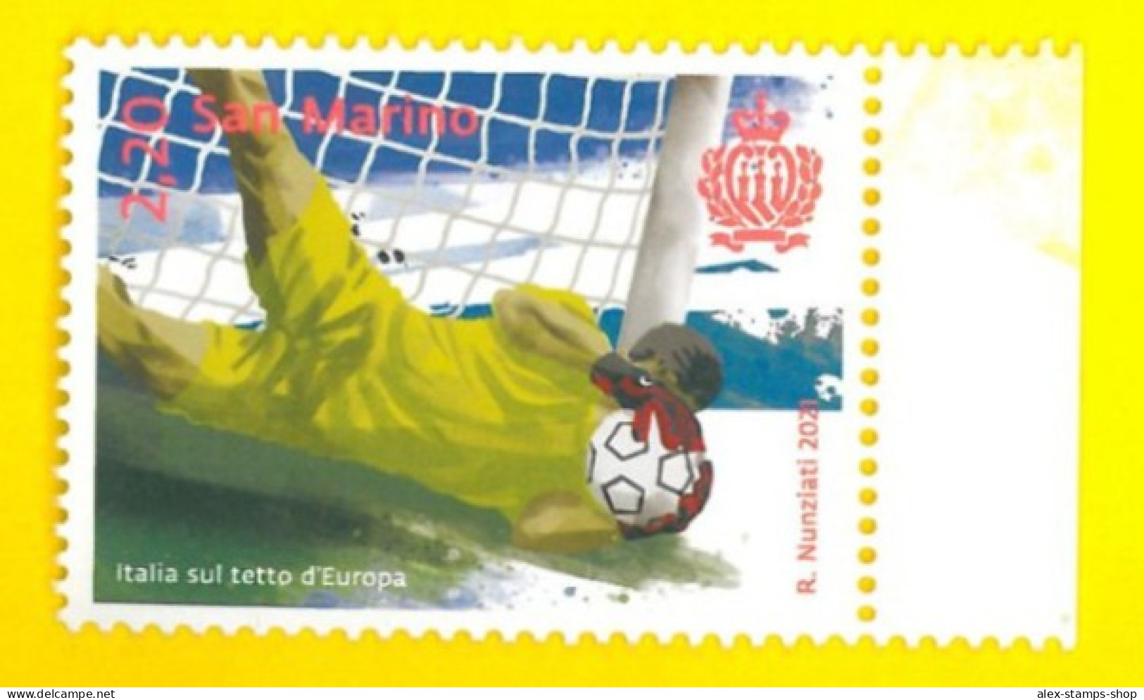 SAN MARINO 2021 Francobollo ITALIA Campione Sul Tetto D'Europa - Europei 2020 - Unused Stamps