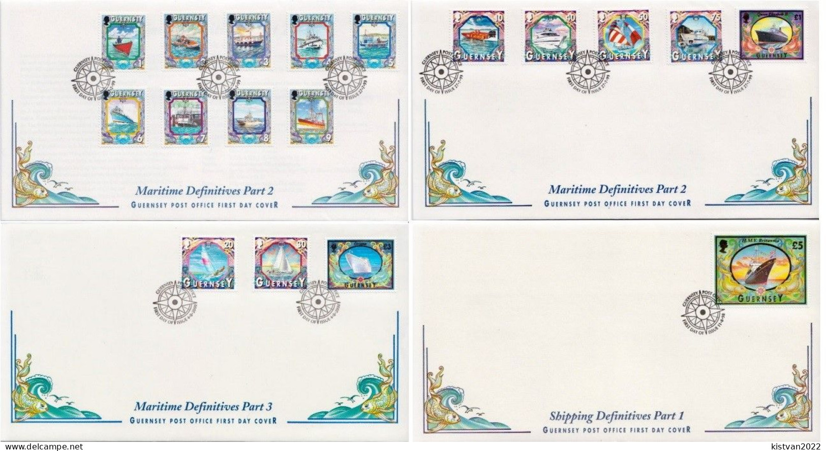 Guernsey Set On 4 FDCs - Schiffe