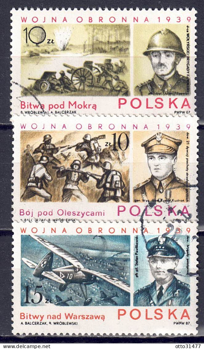 Polen 1987 - 2. Weltkrieg, Nr. 3113 - 3115, Gestempelt / Used - Gebruikt