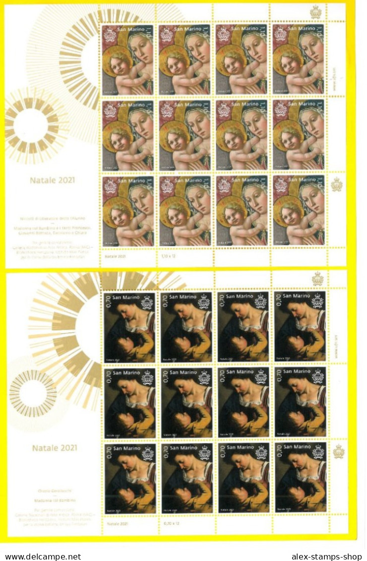 SAN MARINO 2021 New Sheet Christmas -  N.2 Foglietti Natale - Blocks & Sheetlets