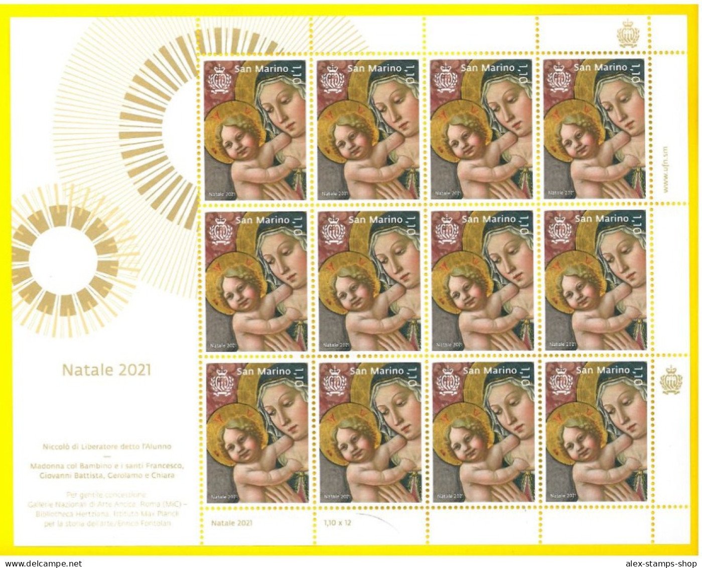 SAN MARINO 2021 New Sheet Christmas -  N.2 Foglietti Natale - Blokken & Velletjes