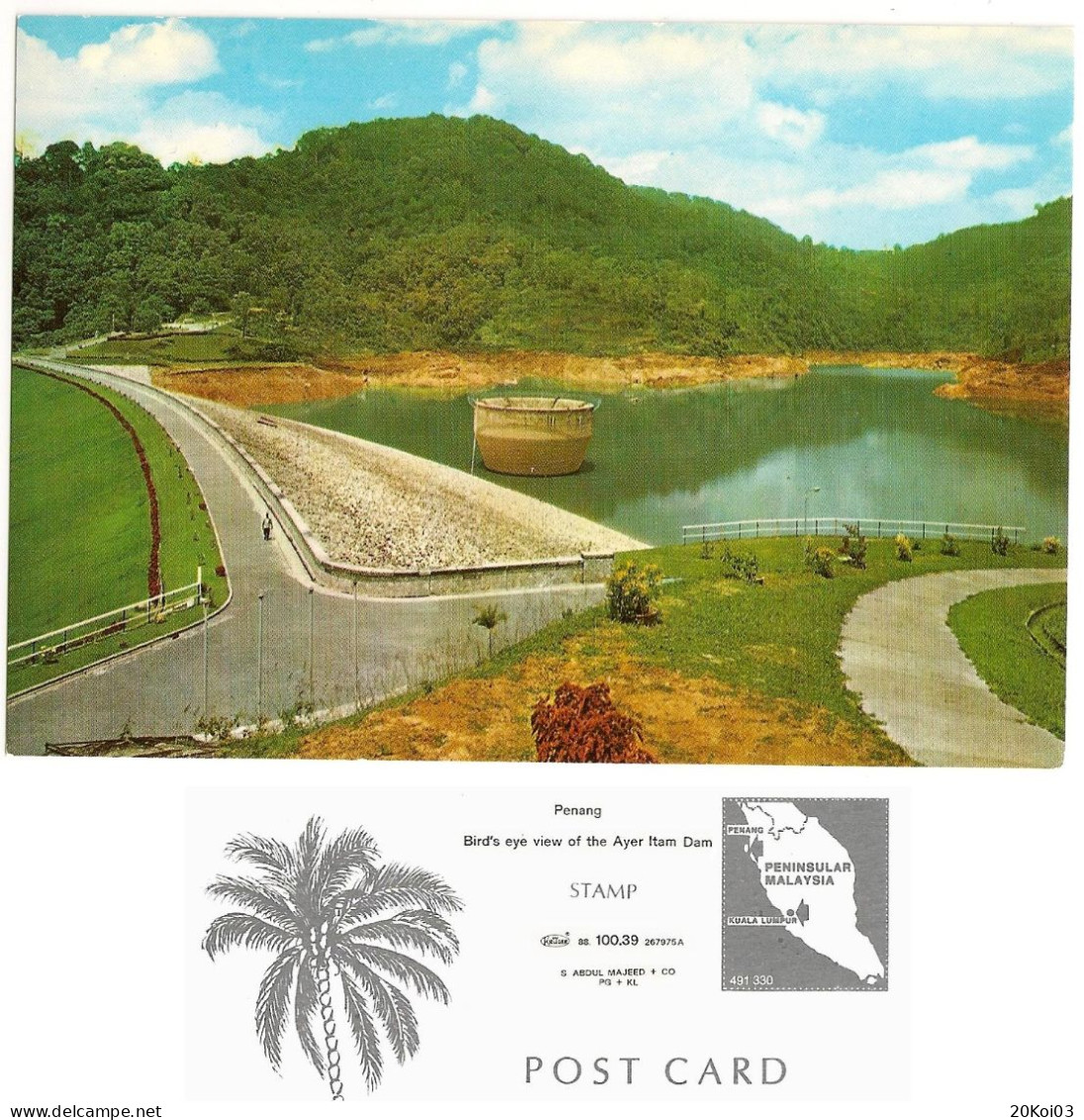 Malaysia Penang Ayer Itam Dam, Bird's Eye View,+/-1975's_UNC_KRUGER. 88_100.39_267975A _S. ABDUL MAJEED + CO_PG + KL_cpc - Malaysia