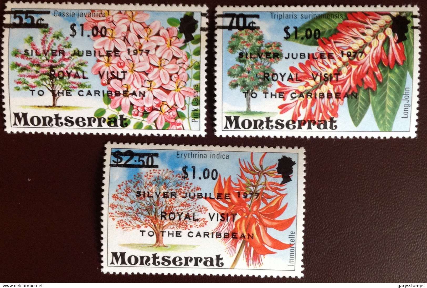 Montserrat 1977 Flowering Trees Royal Visit MNH - Árboles