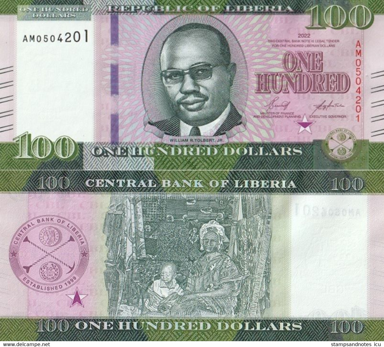 LIBERIA 100 Dollars 2022 P W41 UNC - Liberia