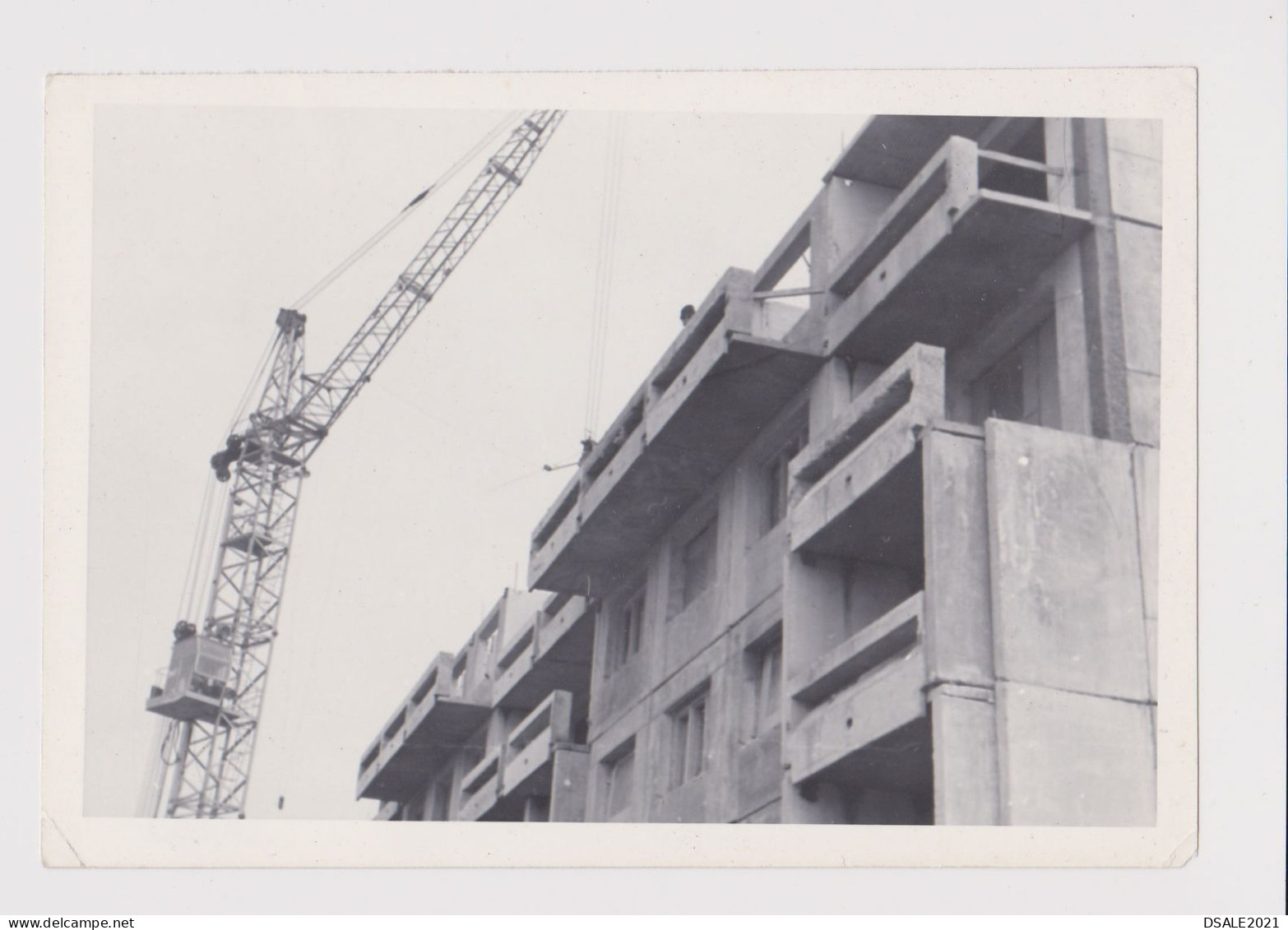 Crane, Panel Block, Construction Scene, Abstract Surreal Vintage Orig Photo 12.6x8.8cm. (34447) - Objects