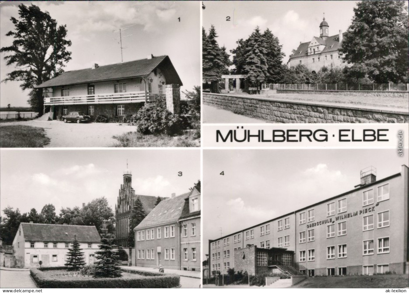 Mühlberg Elbe Miłota Klubgaststätte, Schloss, Thälmannplatz, Oberschule 1979 - Mühlberg