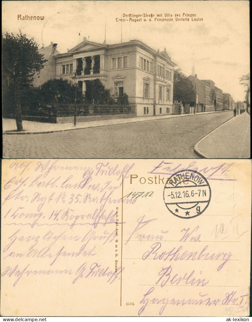 Ansichtskarte Rathenow Derfflingerstraße - Villa 1916 - Rathenow