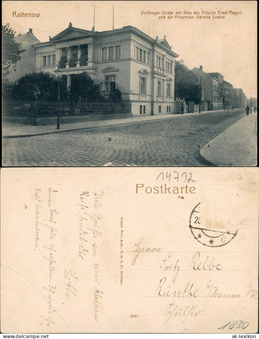 Ansichtskarte Rathenow Derfflingerstraße 1913 - Rathenow