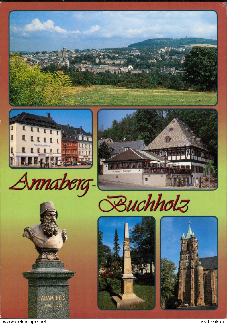 Annaberg-Buchholz Panoramablick, Kulturhaus Hammer, Adam-Ries-Denkmal  1995 - Annaberg-Buchholz