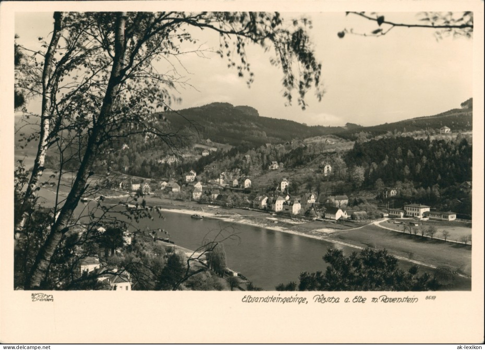 Ansichtskarte Pötzscha-Wehlen Totale Rauenstein 1954 Walter Hahn:8557 - Wehlen