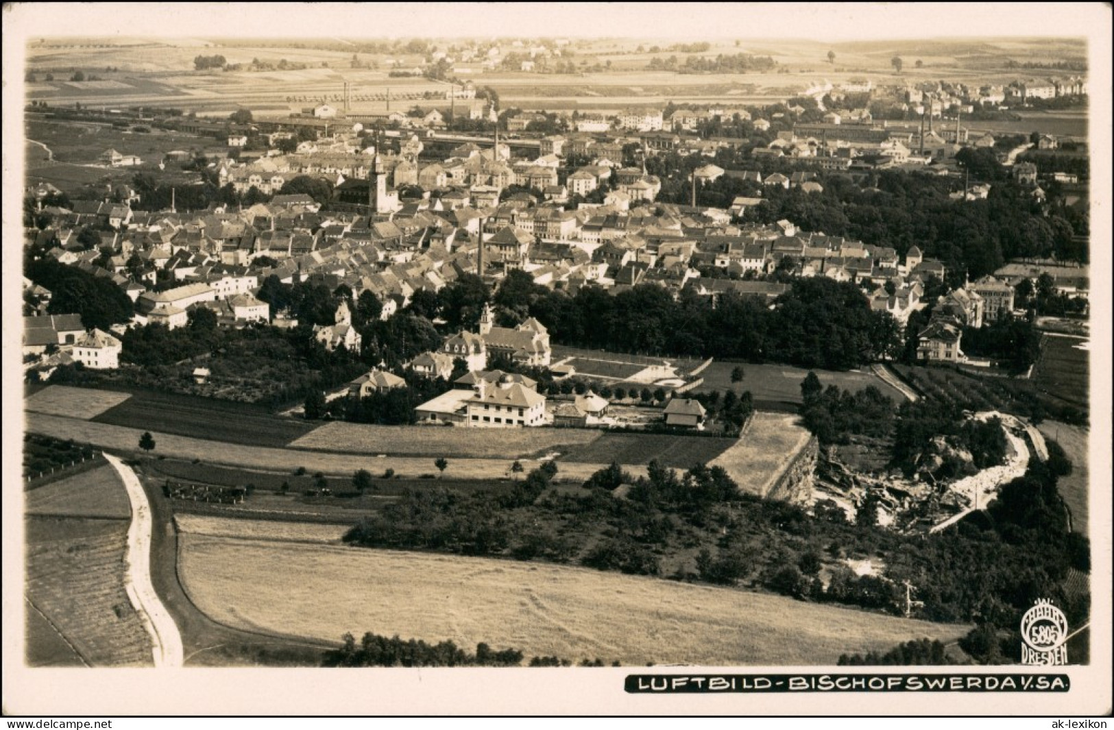 Ansichtskarte Bischofswerda Luftbild 1929 Walter Hahn:5895 - Bischofswerda