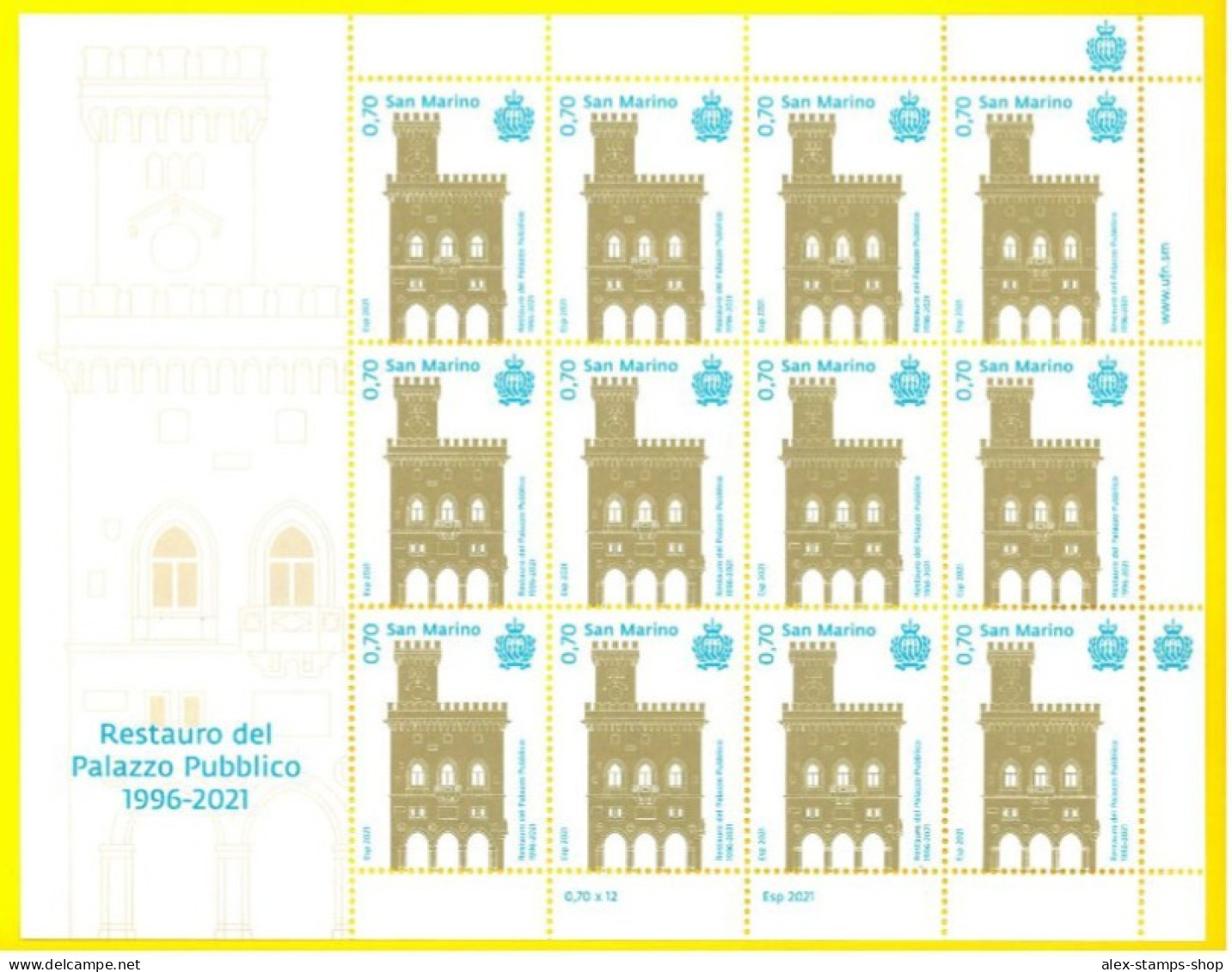 SAN MARINO 2021 Minifoglio 25 Anni Dal Restauro Palazzo Storico New Sheet - Blocks & Sheetlets