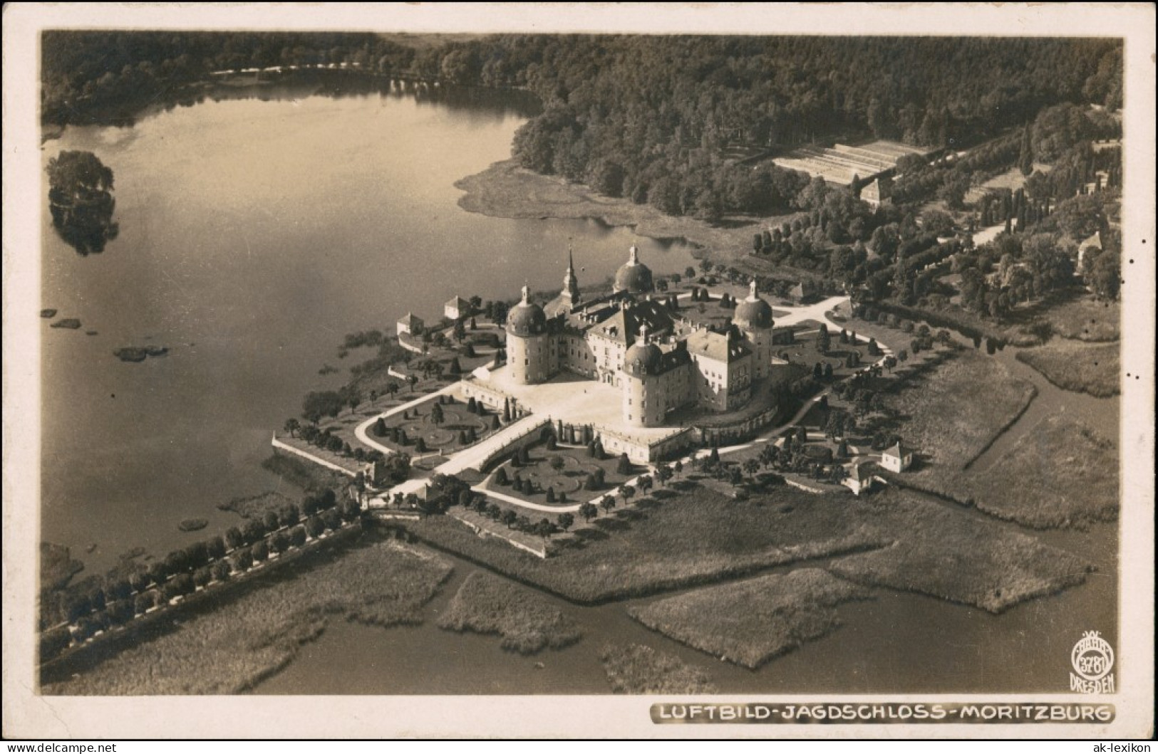 Ansichtskarte Moritzburg Luftbild Jadschloß 1943 Walter Hahn:3781 - Moritzburg