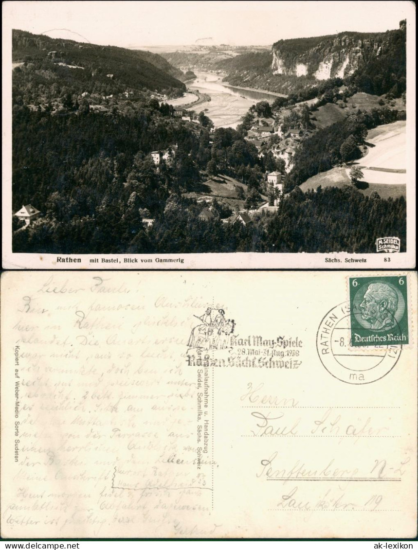 Ansichtskarte Rathen Blick Auf Die Stadt Und Elbtal 1936 - Rathen