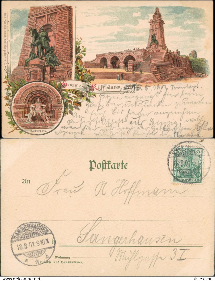 Ansichtskarte Litho AK Kelbra (Kyffhäuser) Barbarossa-Denkmal MB 1901 - Kyffhaeuser
