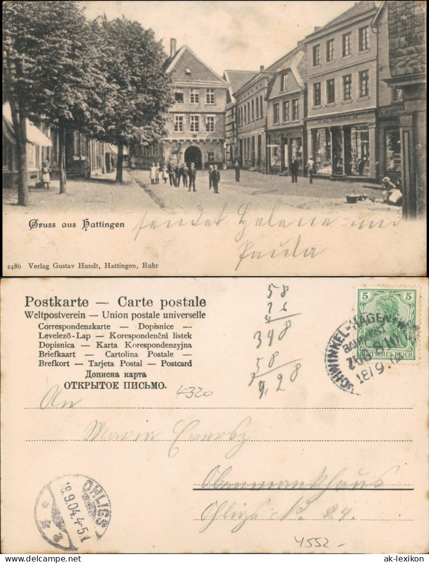 Ansichtskarte Hattingen Straßenpartie Geschäfte 1904 - Hattingen