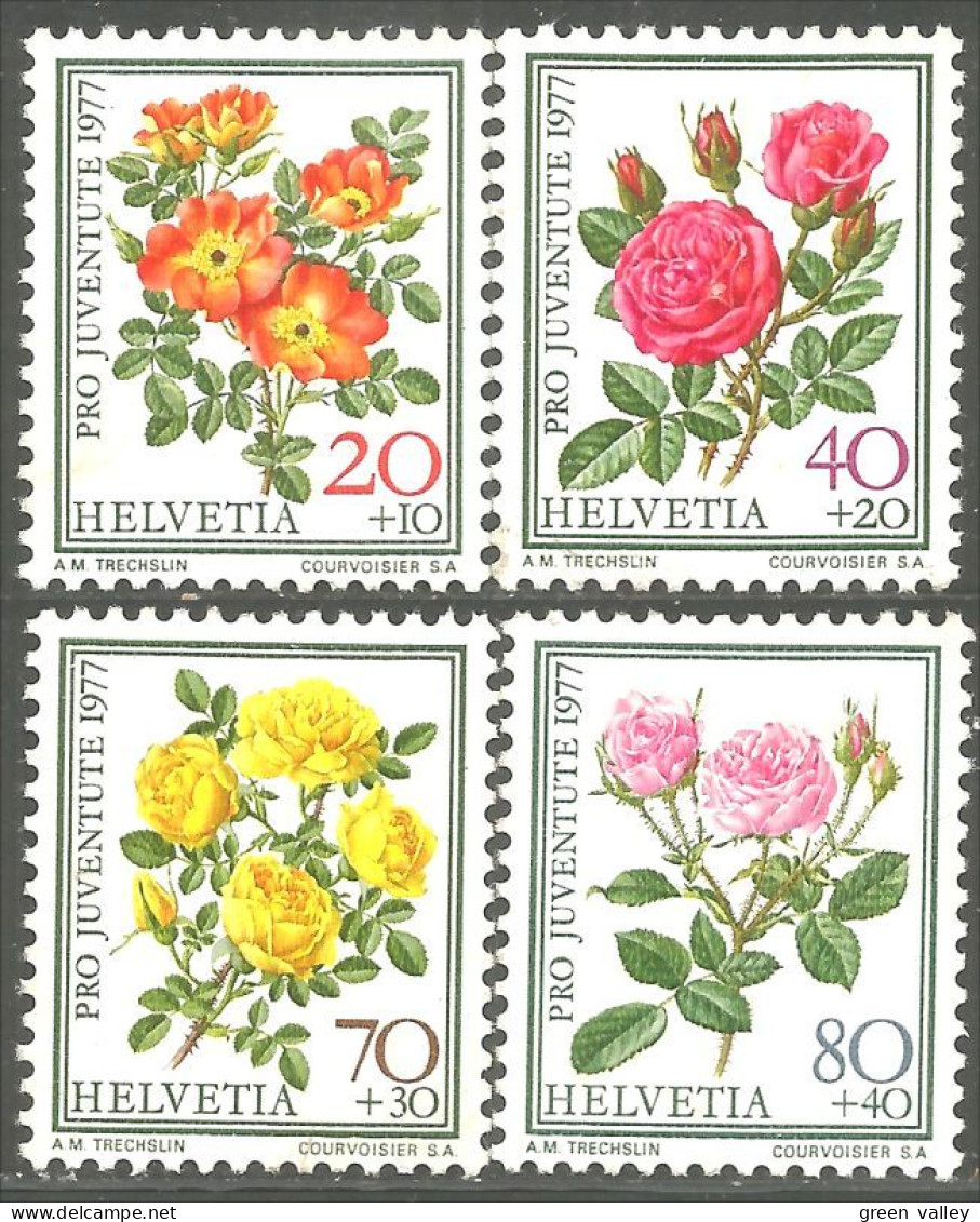 842 Suisse 1977 Pro Juventute Roses Rosen MH * Neuf (SUI-227) - Rozen