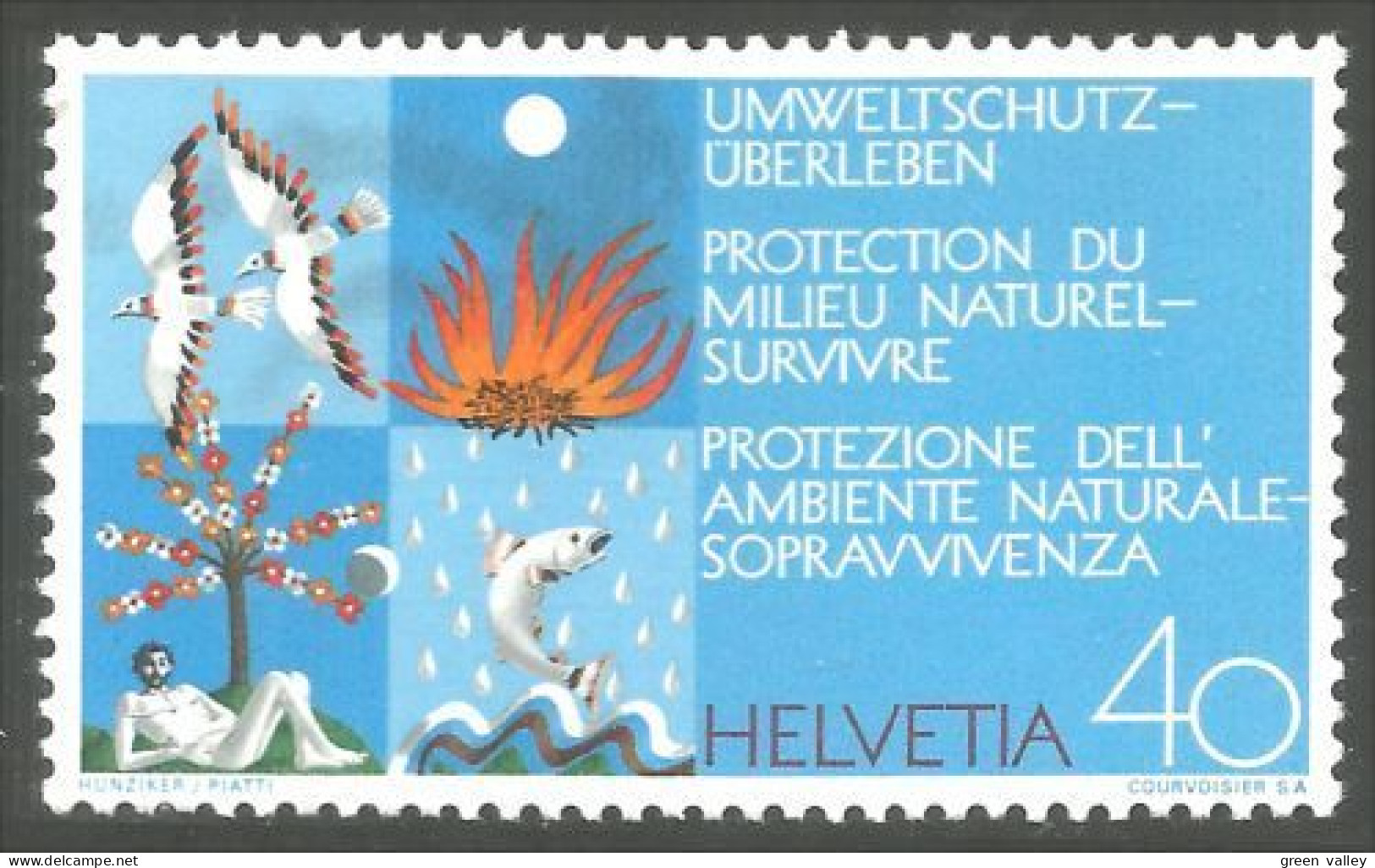 842 Suisse 1972 Protection Nature Pollution Poisson Fish MNH ** Neuf SC (SUI-223) - Umweltverschmutzung