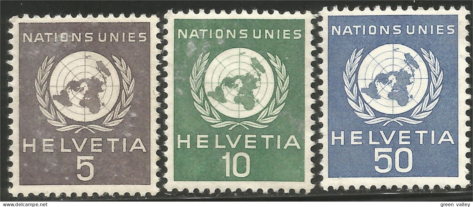 842 Suisse 1955 United Nations Unies Statue 30c Face Fault MH * Neuf (SUI-199) - UNO