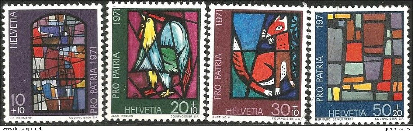 842 Suisse 1971 Pro Patria Glass Windows Vitraux Farbiges Glas Vitrail MNH ** Neuf SC (SUI-122) - Glasses & Stained-Glasses