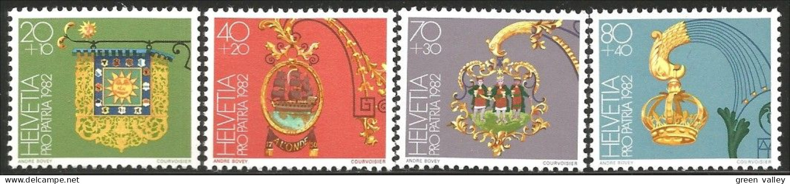 842 Suisse 1982 Pro Patria Post Signs Armoiries Coat Of Arms Willisau Saphorin MNH ** Neuf SC (SUI-129a) - Francobolli