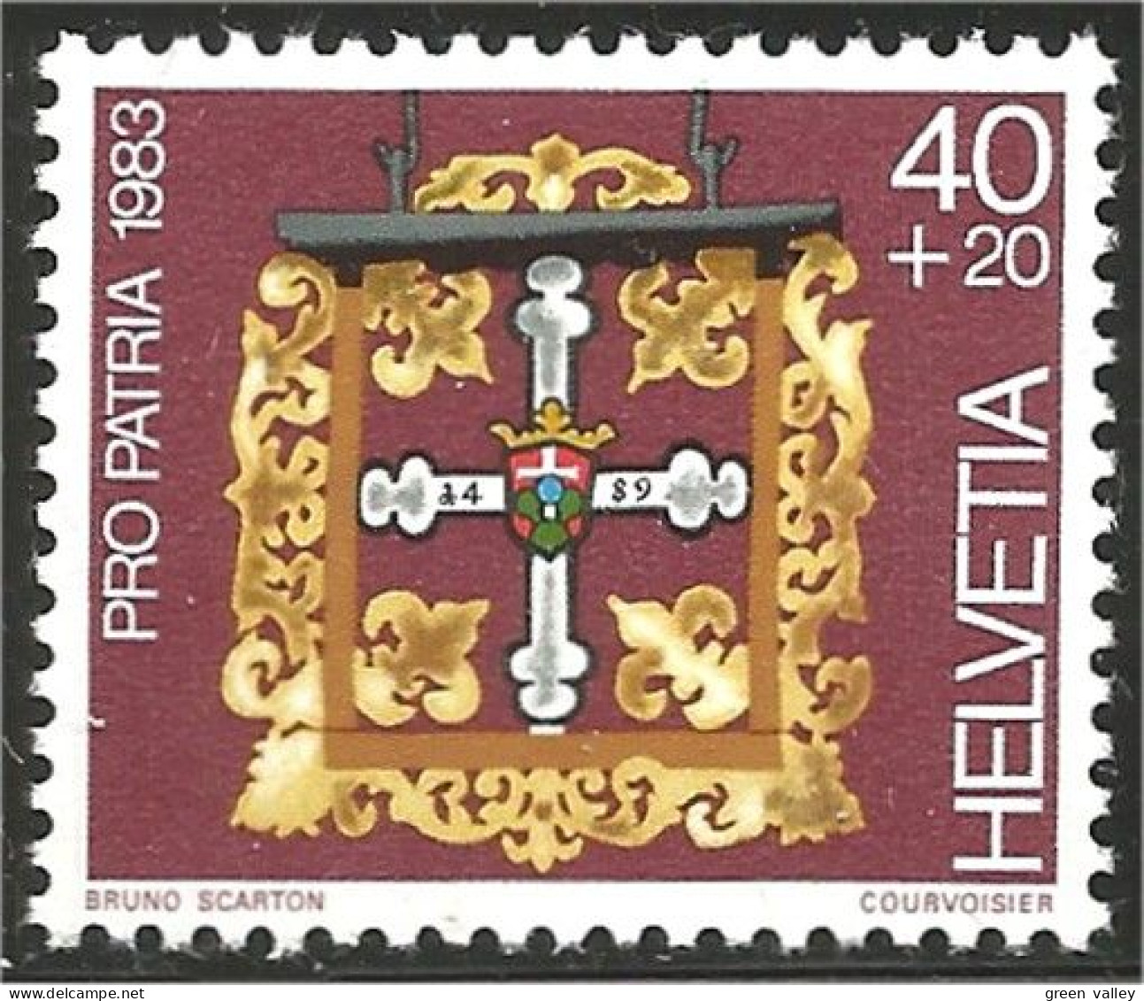 842 Suisse 1983 Cross Hotel Croix Sachseln Metal Sign MNH ** Neuf SC (SUI-144) - Minerali