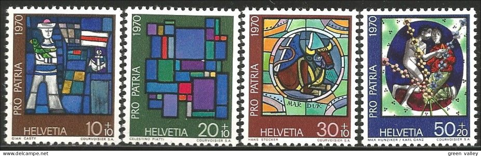 842 Suisse 1970 Glass Stained Windows Vitraux Farbiges Glas Vitrail MNH ** Neuf SC (SUI-118a) - Religion