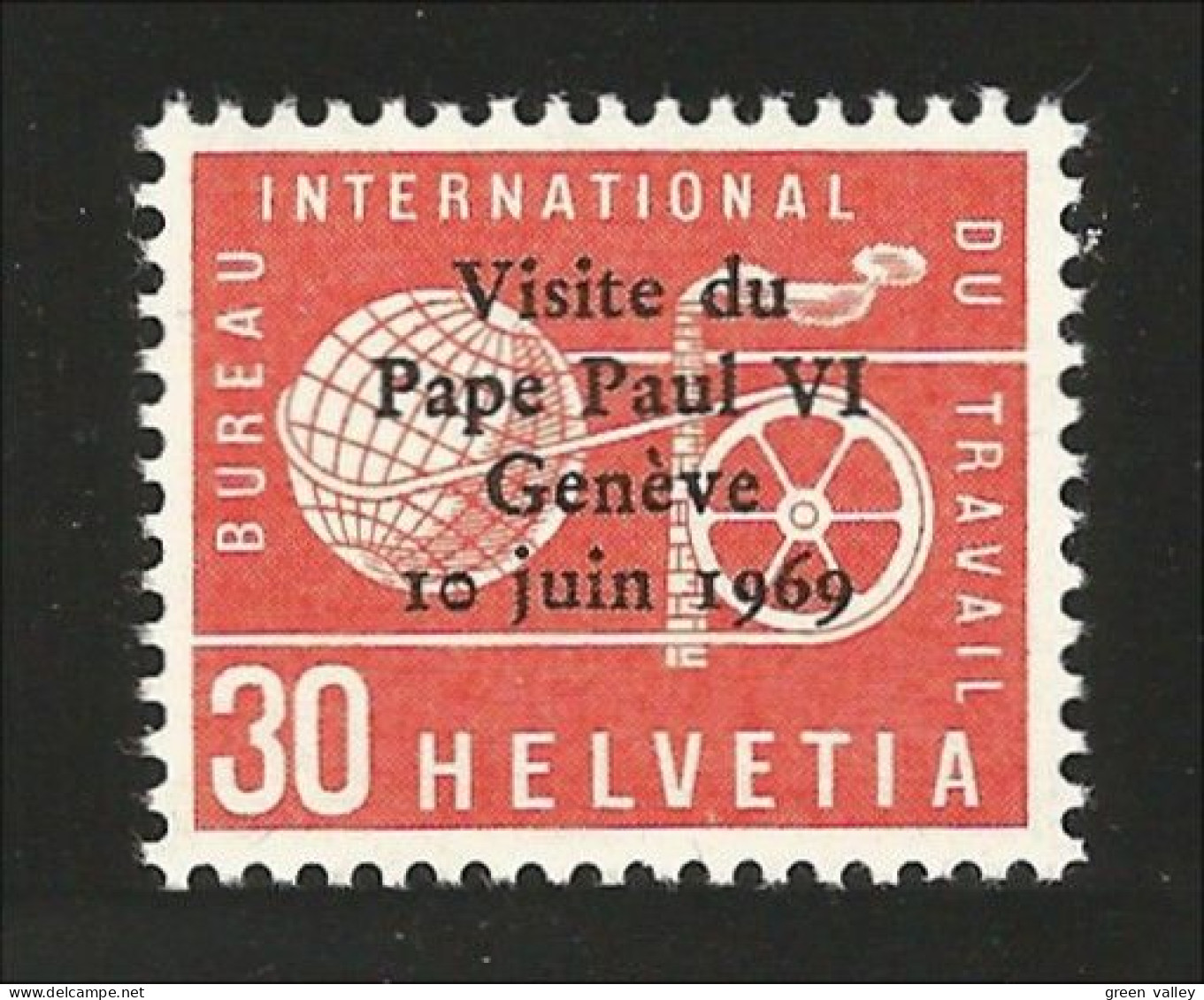 842 Suisse 1969 Visit Pape Pope Paul Paulus VI MNH ** Neuf SC (SUI-67a) - Papes