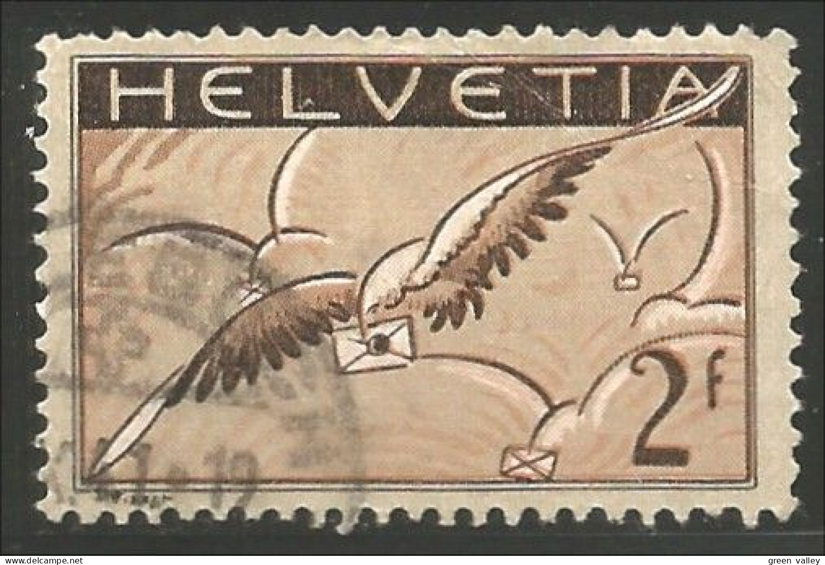 842 Suisse 1930 2FR Avion Airmail Bird Letter Oiseau Lettre (SUI-70) - Used Stamps