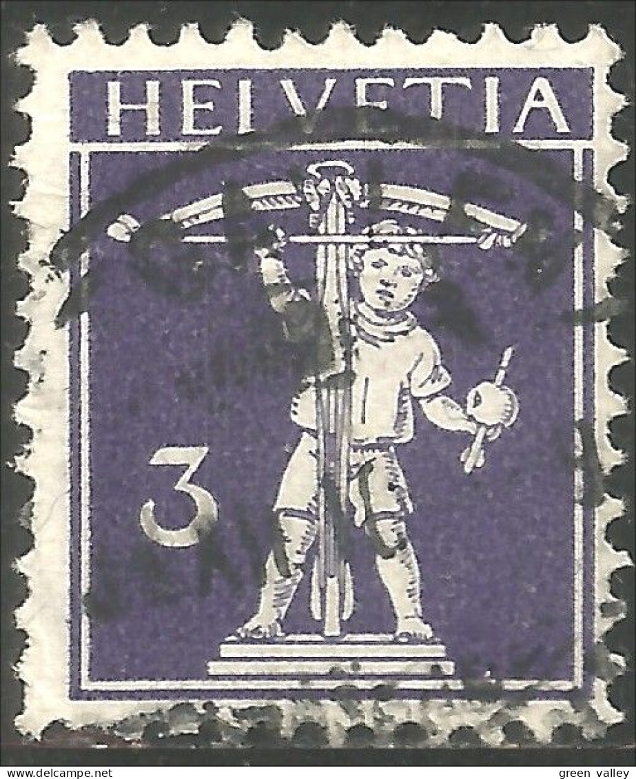 842 Suisse 1909 Guillaume William Tell 3c Violet Date 31 XII 10 (SUI-30) - Archery