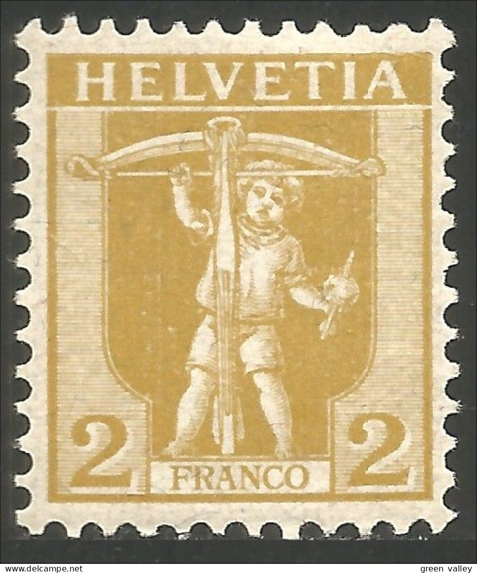 842 Suisse 1907 Guillaume William Tell 2c Bistre Bister MH * Neuf (SUI-22) - Tiro Al Arco