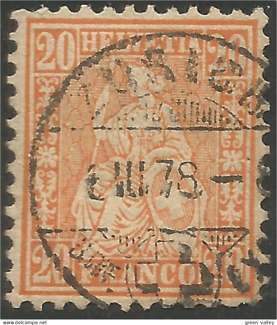 842 Suisse Helvetia 20c Orange Date 6 III 78 (SUI-17) - Used Stamps