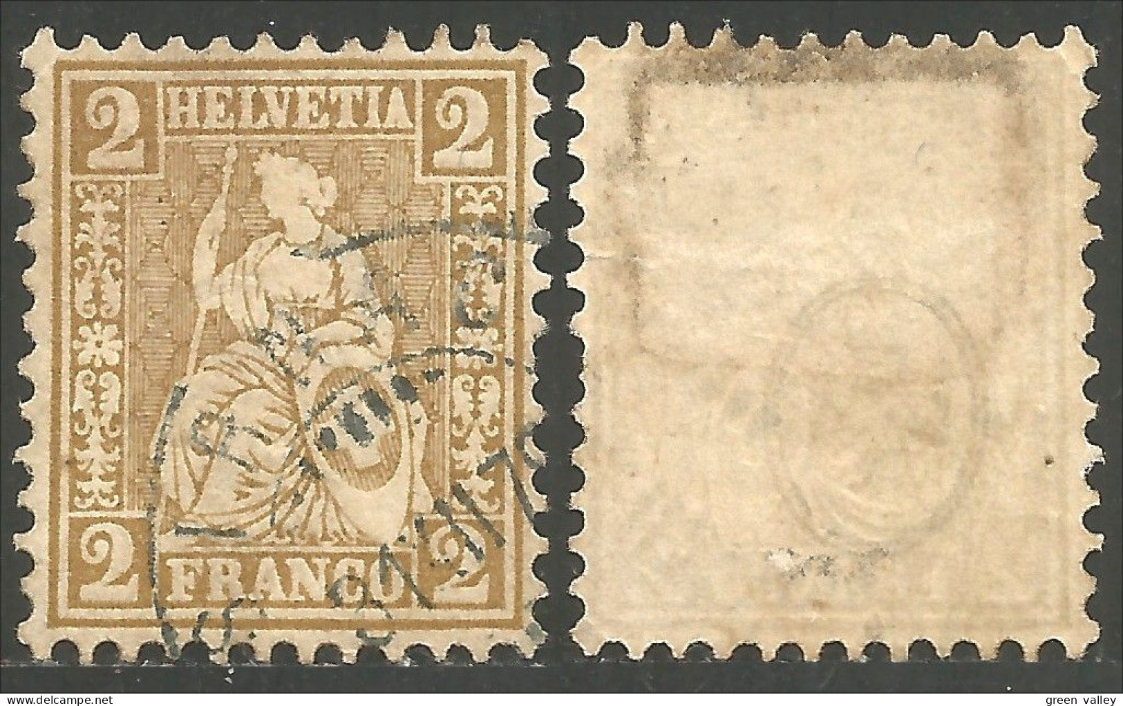 842 Suisse 1867 Helvetia 2c Brown Date 31 XII 79 (SUI-3) - Used Stamps