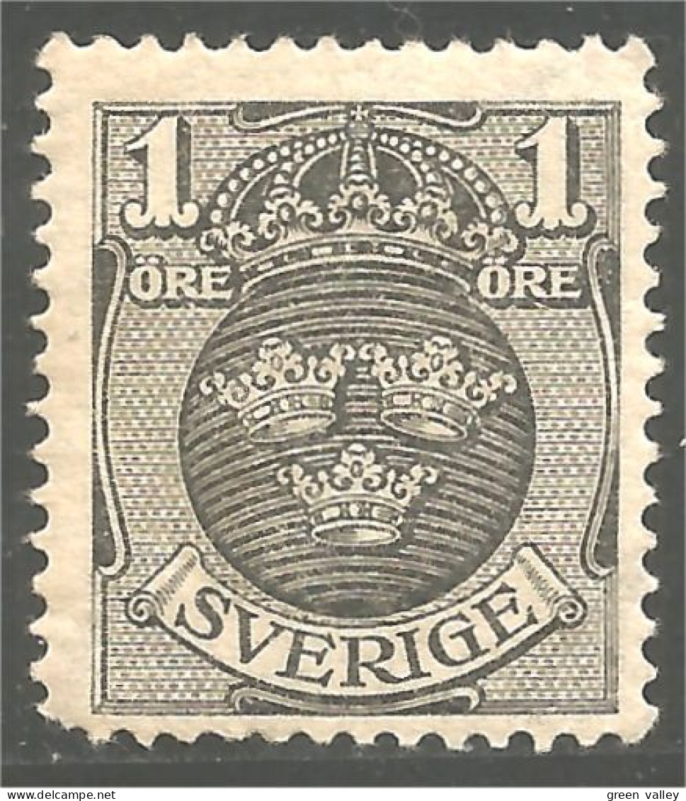 840 Sweden 1910 1o Black Noir MH * Neuf (SWE-469) - Neufs