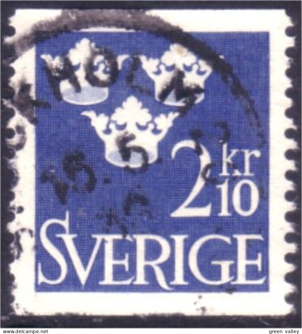 840 Sweden 1954 Trois Couronnes Three Crowns 2kr10 Bleu (SWE-403) - Oblitérés