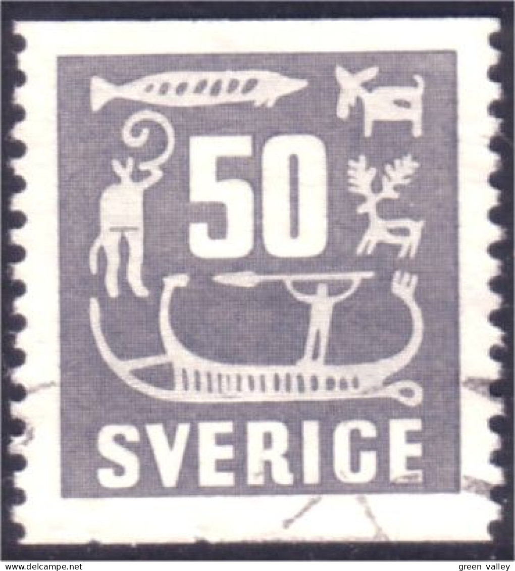 840 Sweden 1954 Rock Carvings Gravure Pierre 50o Gris Grey (SWE-391) - Gebraucht