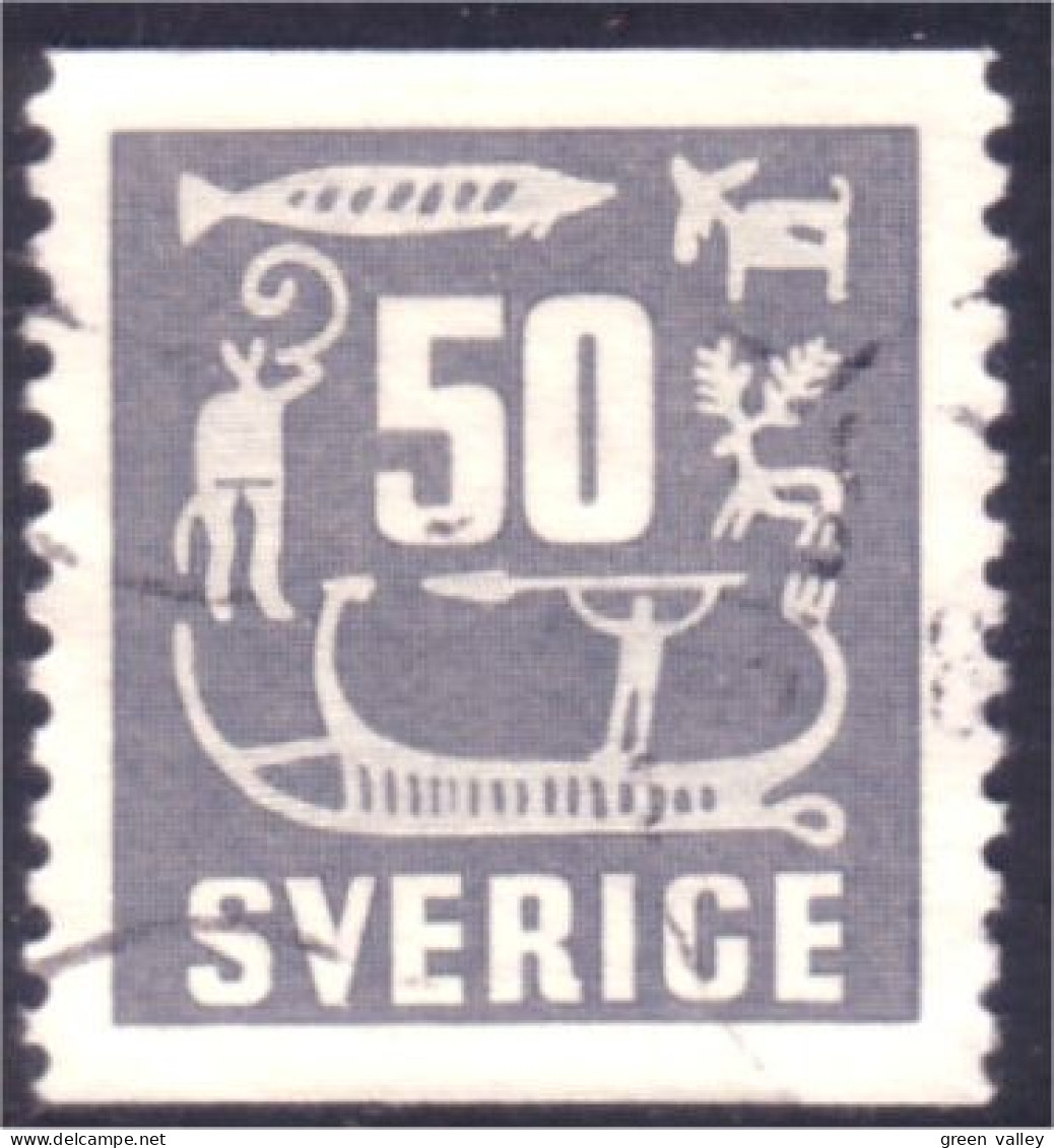 840 Sweden 1954 Rock Carvings Gravure Pierre 50o Gris Grey (SWE-392) - Usati