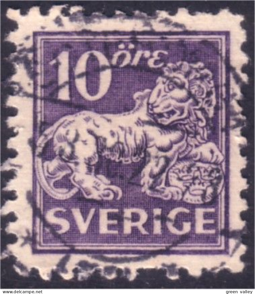 840 Sweden 1920 Heraldic Lion 10o Violet (SWE-381) - Gebruikt
