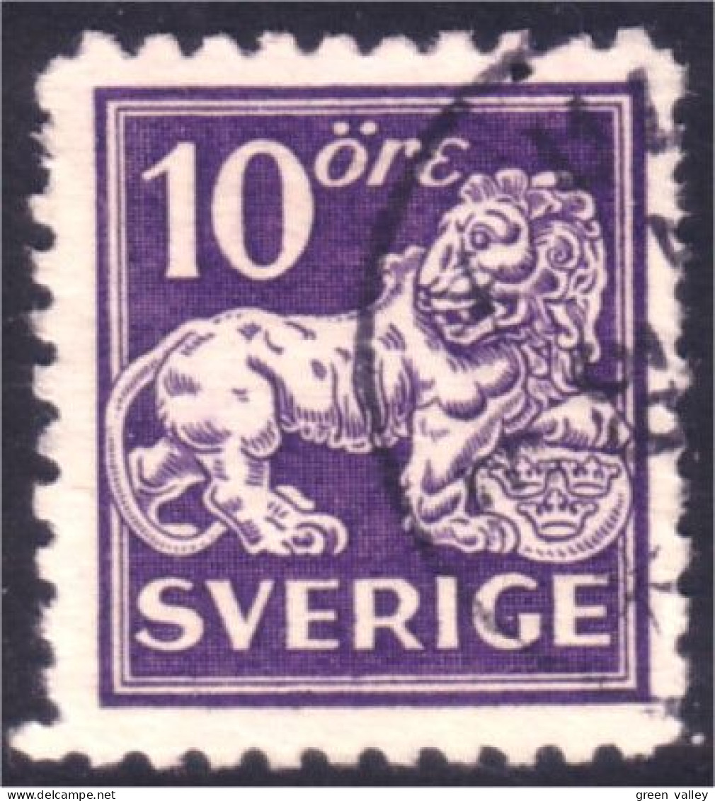 840 Sweden 1920 Heraldic Lion 10o Violet (SWE-383) - Gebruikt