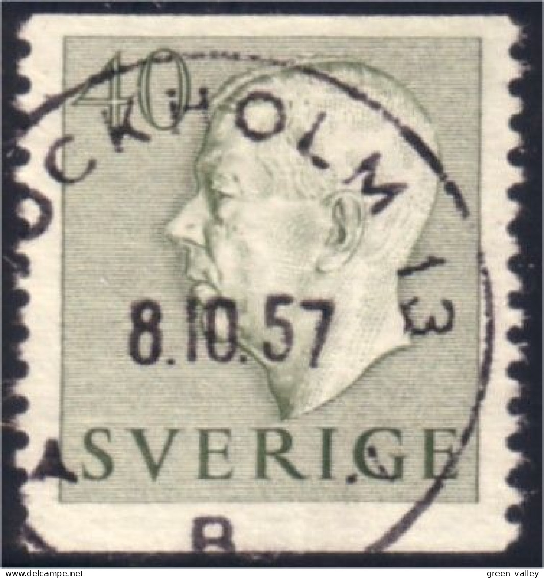 840 Sweden 1954 Gustav VI Adolph 40o Vert Olive Green (SWE-370) - Gebruikt