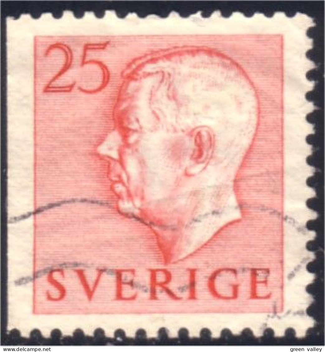 840 Sweden 1952 Gustav VI Adolph 25o Rose (SWE-365) - Used Stamps