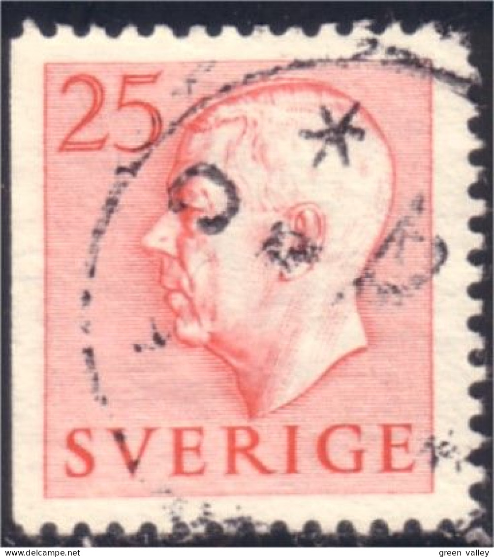 840 Sweden 1952 Gustav VI Adolph 25o Rose (SWE-364) - Oblitérés