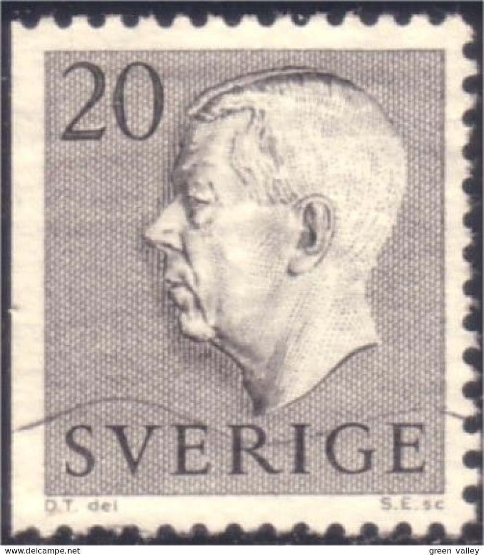 840 Sweden 1952 Gustav VI Adolph 20o Gris Grey (SWE-354) - Oblitérés