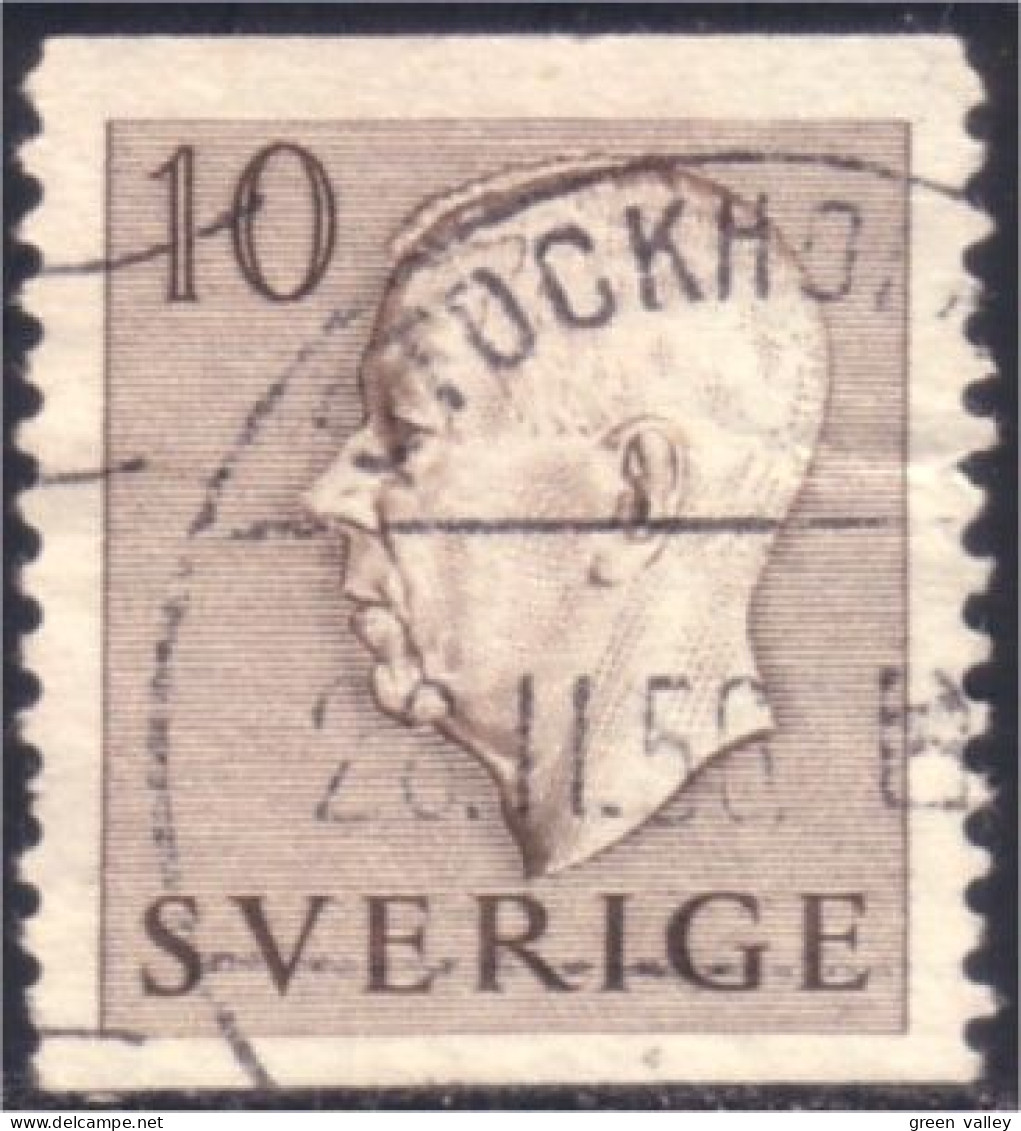 840 Sweden 1953 Gustav VI Adolph 10o Brun Brown (SWE-358) - Oblitérés