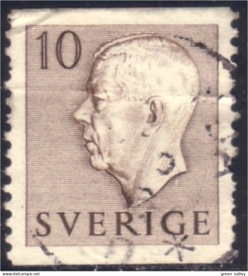 840 Sweden 1953 Gustav VI Adolph 10o Brun Brown (SWE-357) - Oblitérés