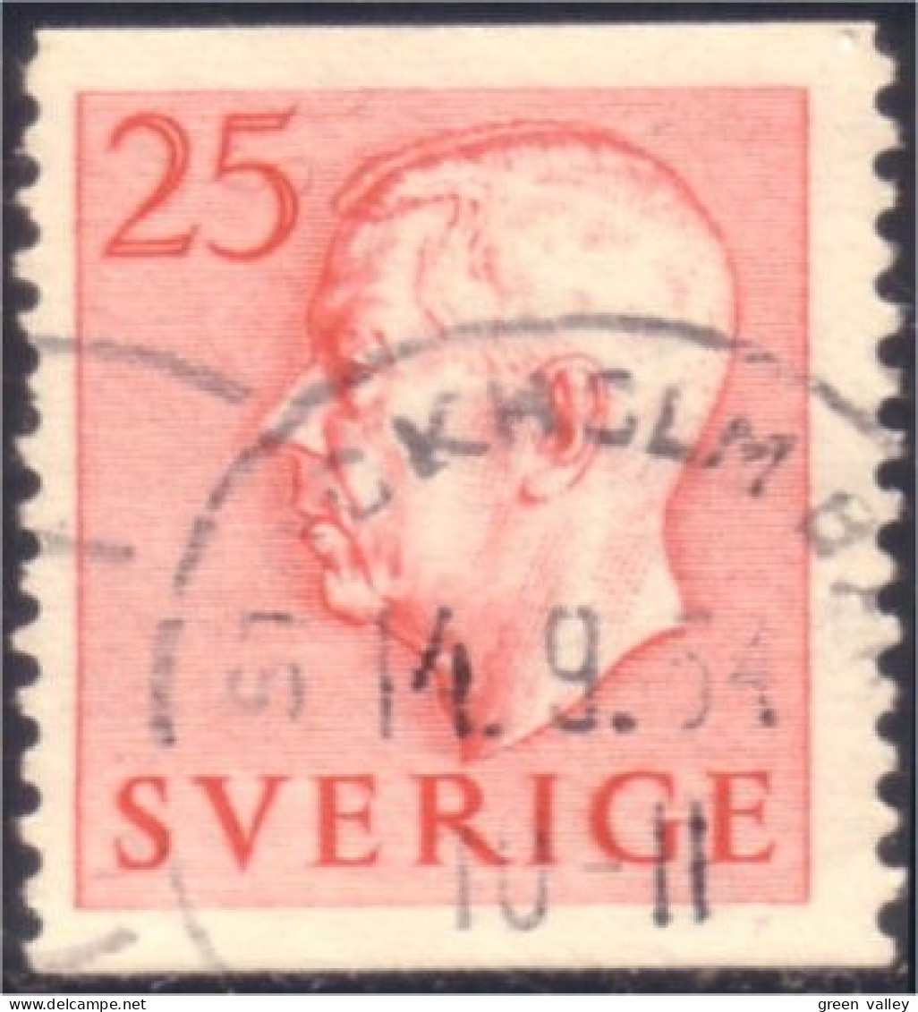 840 Sweden 1952 Gustav VI Adolph 25o Rose (SWE-352) - Gebruikt