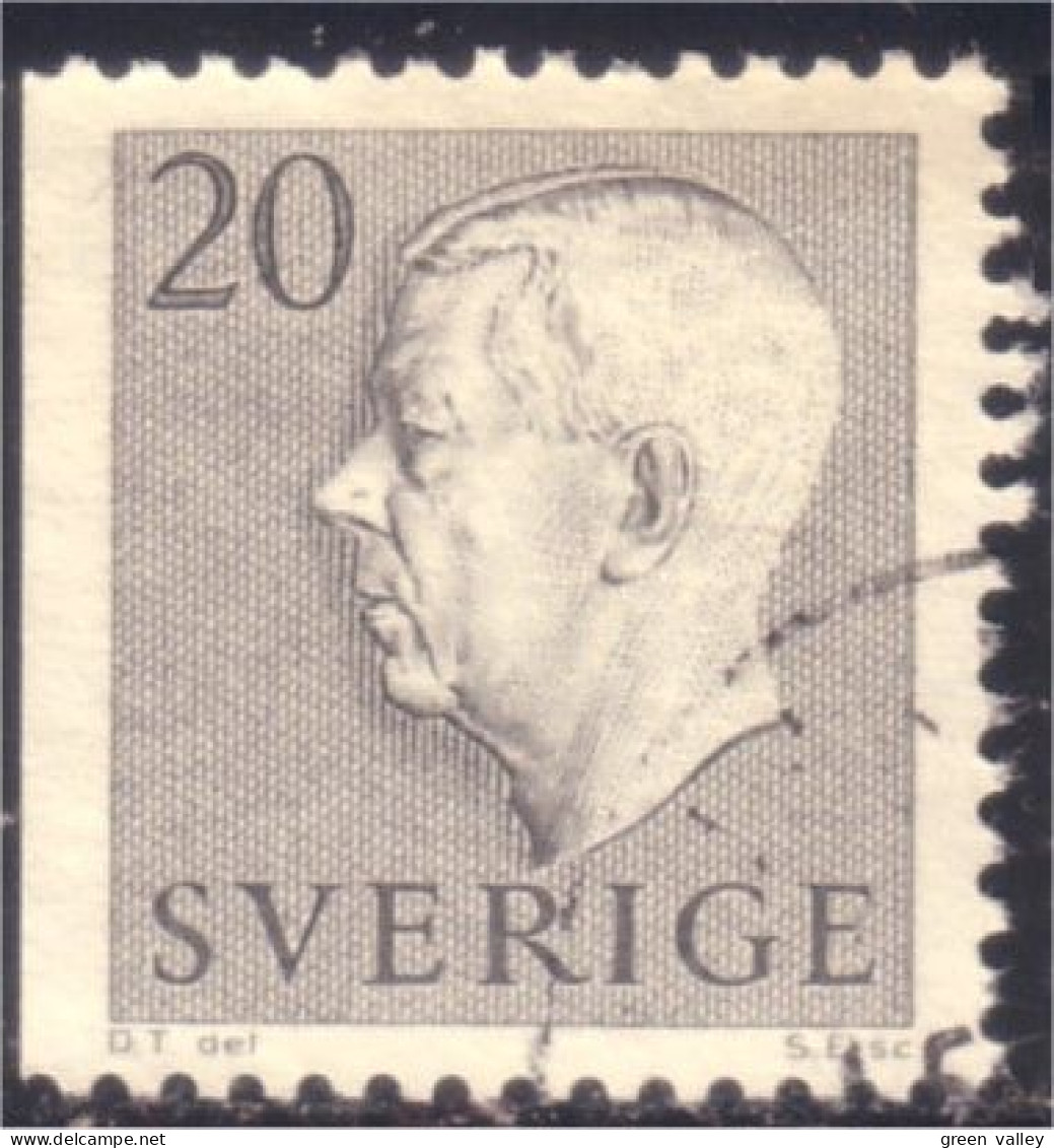 840 Sweden 1952 Gustav VI Adolph 20o Gris Grey (SWE-355) - Oblitérés
