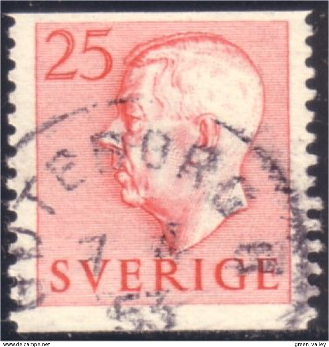 840 Sweden 1952 Gustav VI Adolph 25o Rose (SWE-351) - Oblitérés