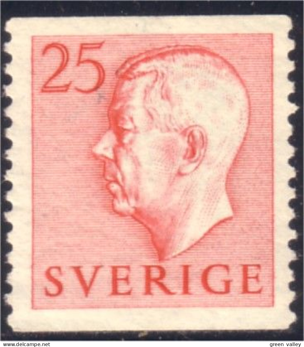 840 Sweden 1952 Gustav VI Adolph 25o Rose MH * Neuf (SWE-350) - Nuovi